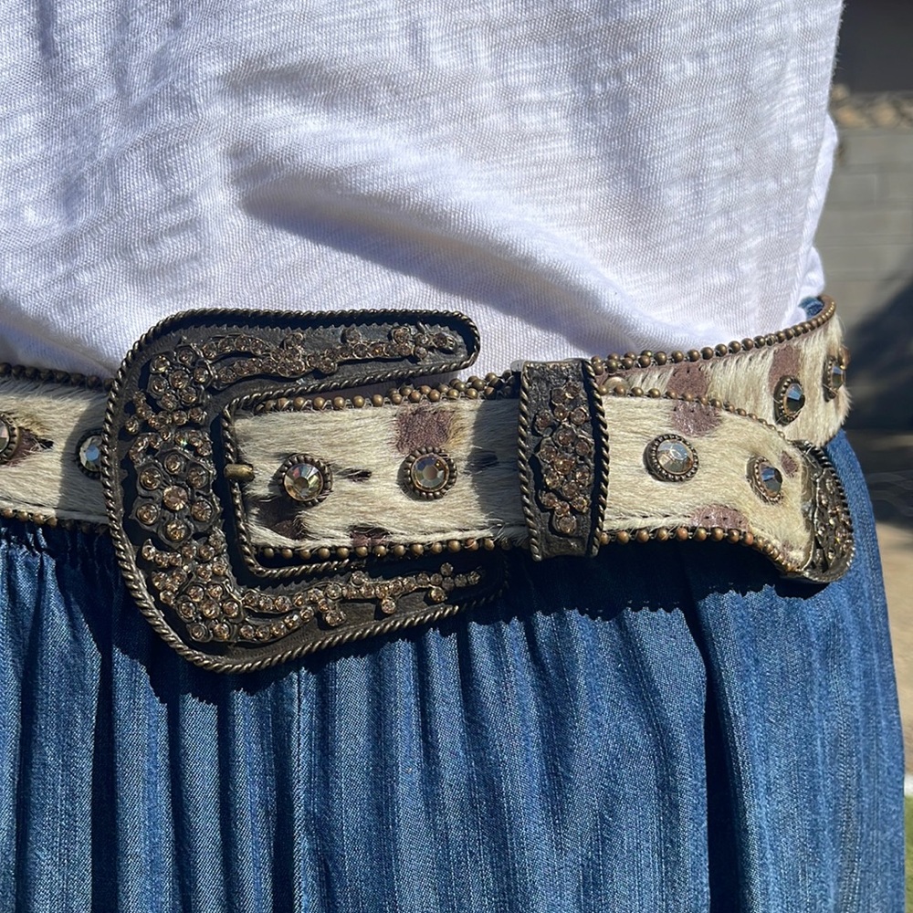 Cow hide leather belt